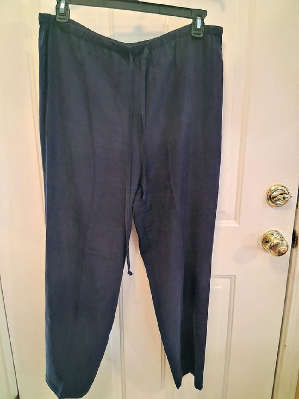 Valerie Stevens Deep Blue Pull-On Style Washed Silk Pants Size 14W